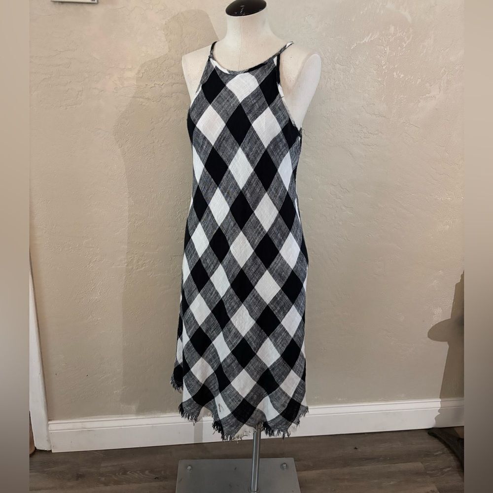 Philosophy Linen Blend Black and White Gingham Dress Sz 6